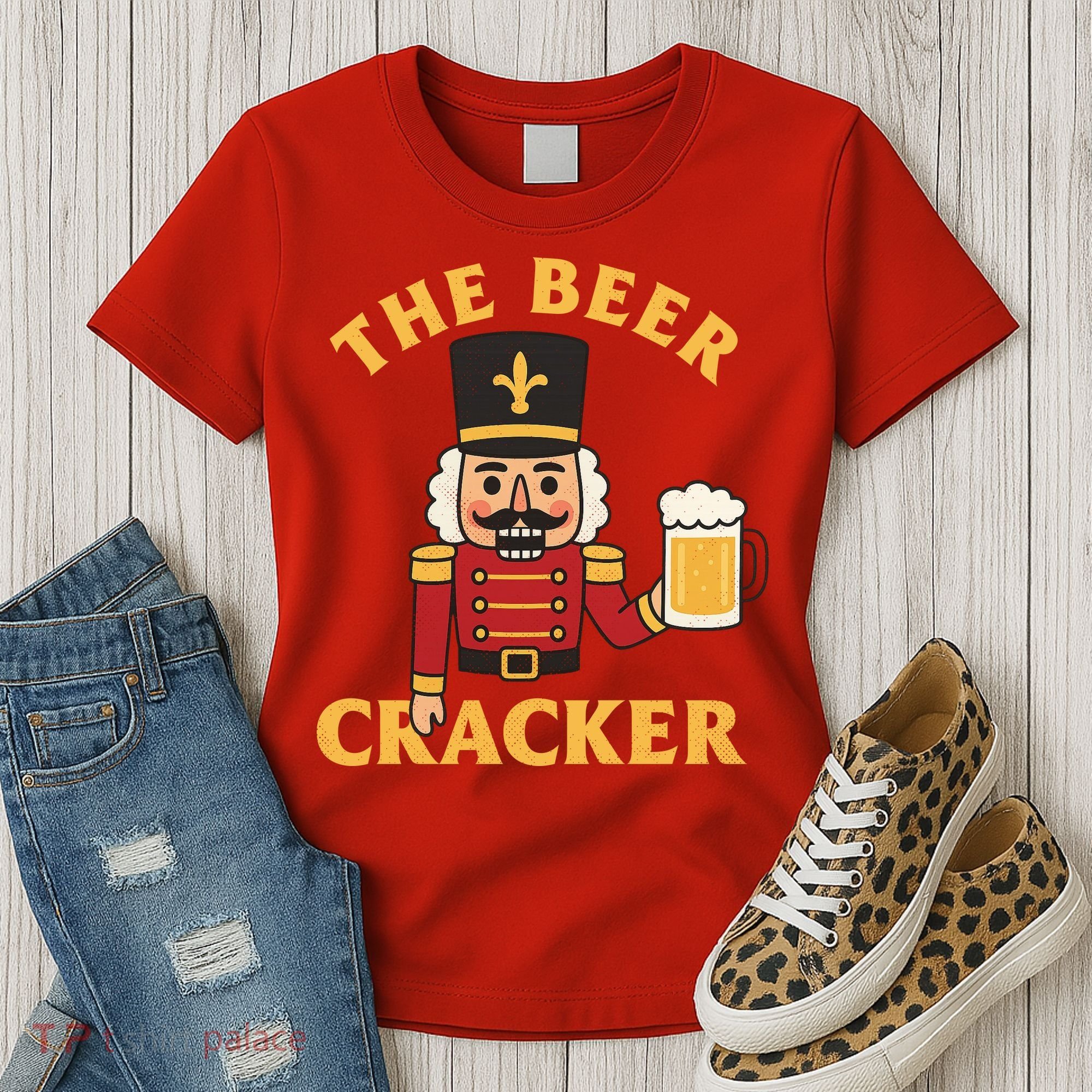 The Beer Cracker Funny Nutcracker Christmas Women's T-Shirt
