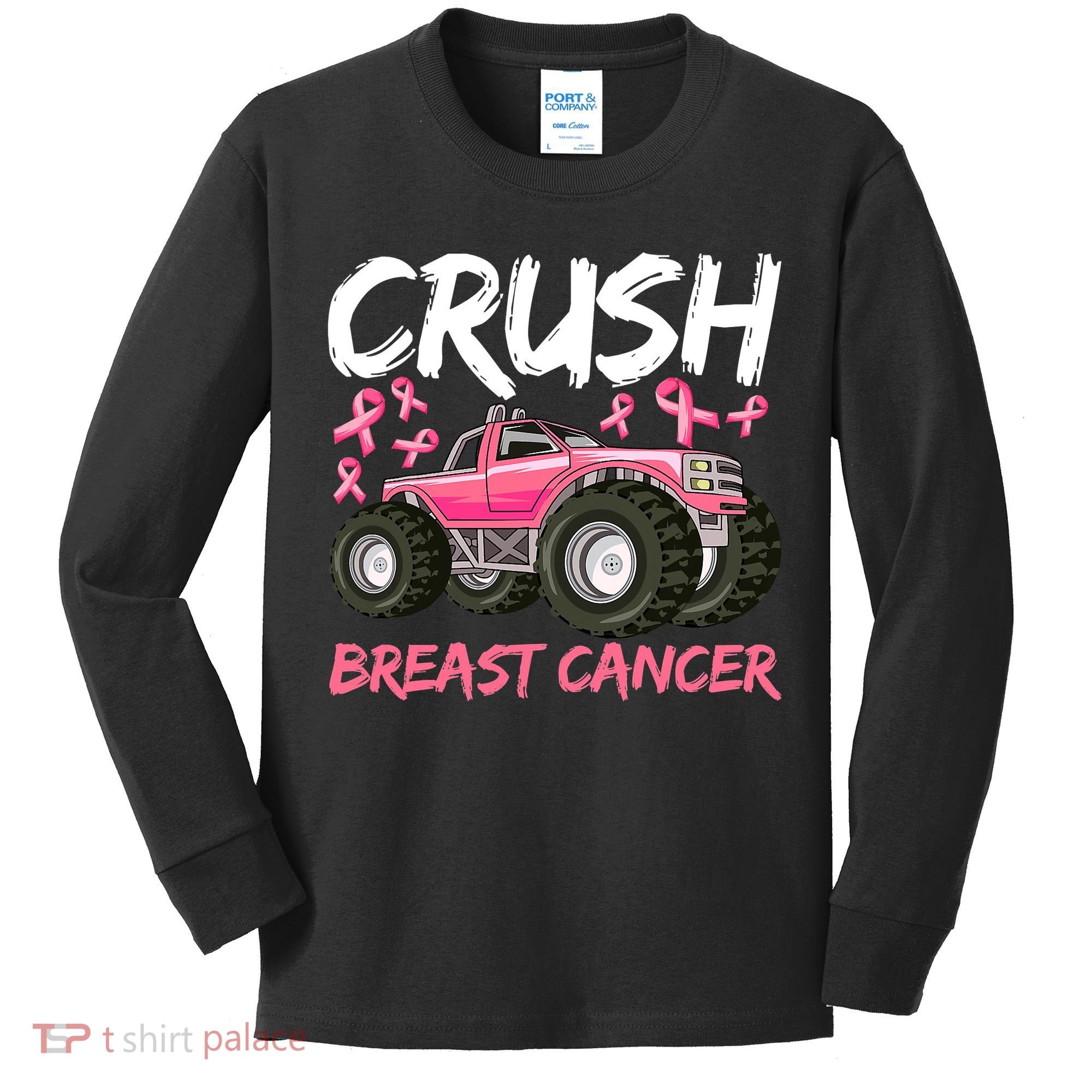 Truck Breast Cancer Awareness For Boys Kids Long Sleeve Shirt