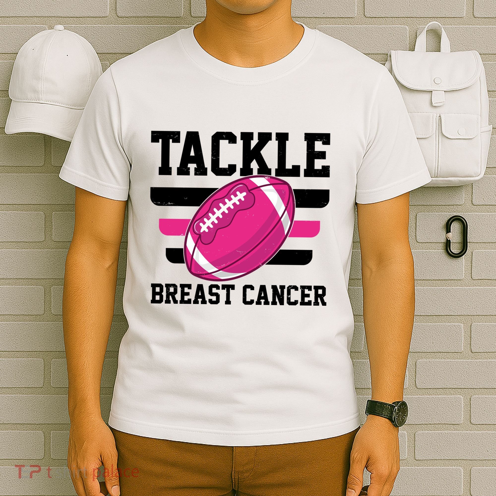 Tackle Breast Cancer Football Fan T-Shirt
