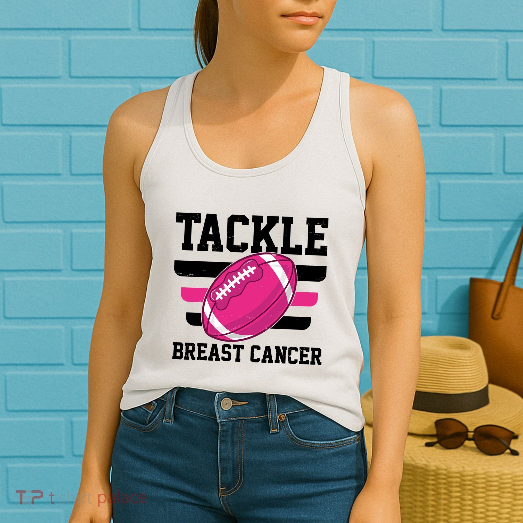Tackle Breast Cancer Football Fan Women's Tank Top