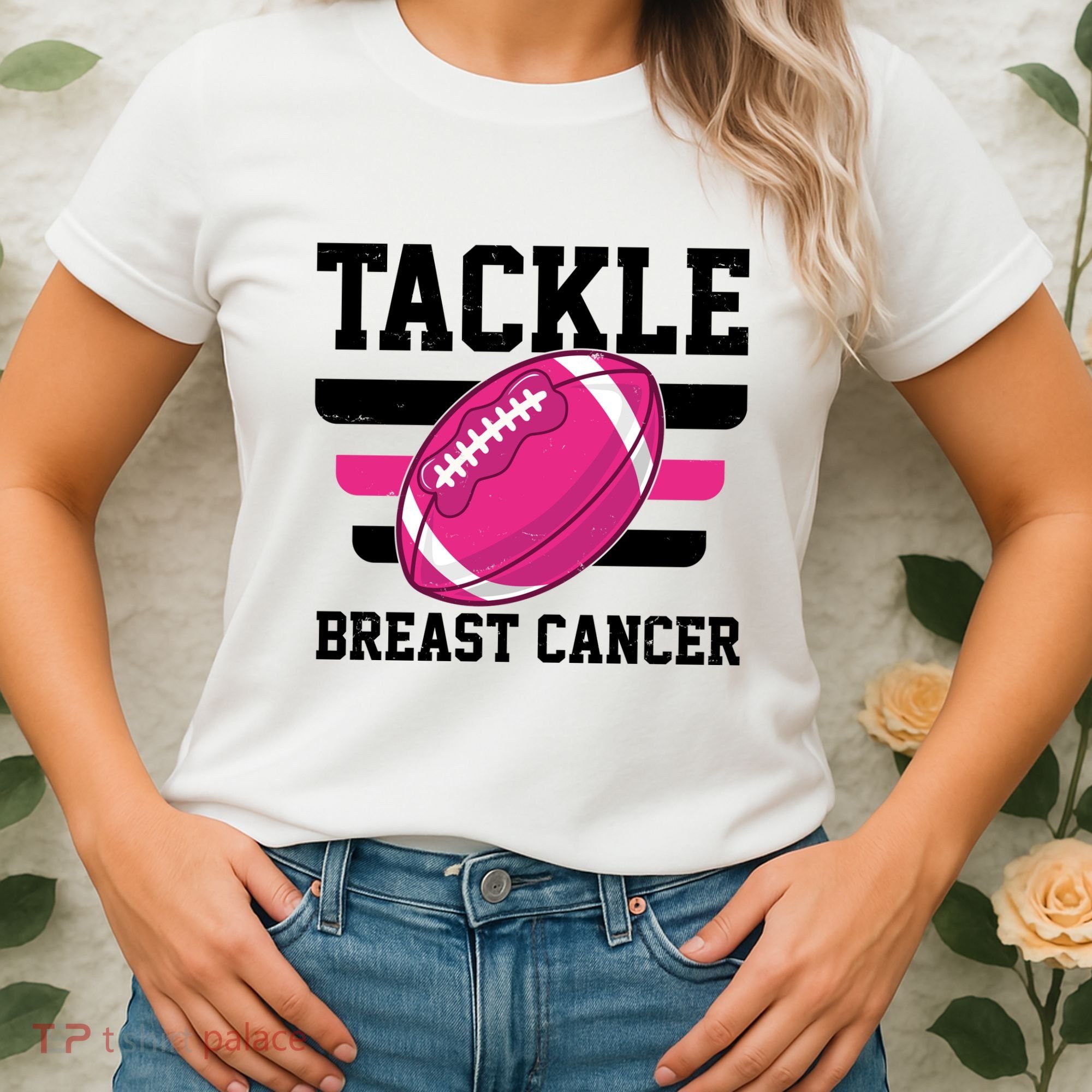 Tackle Breast Cancer Football Fan Women's T-Shirt