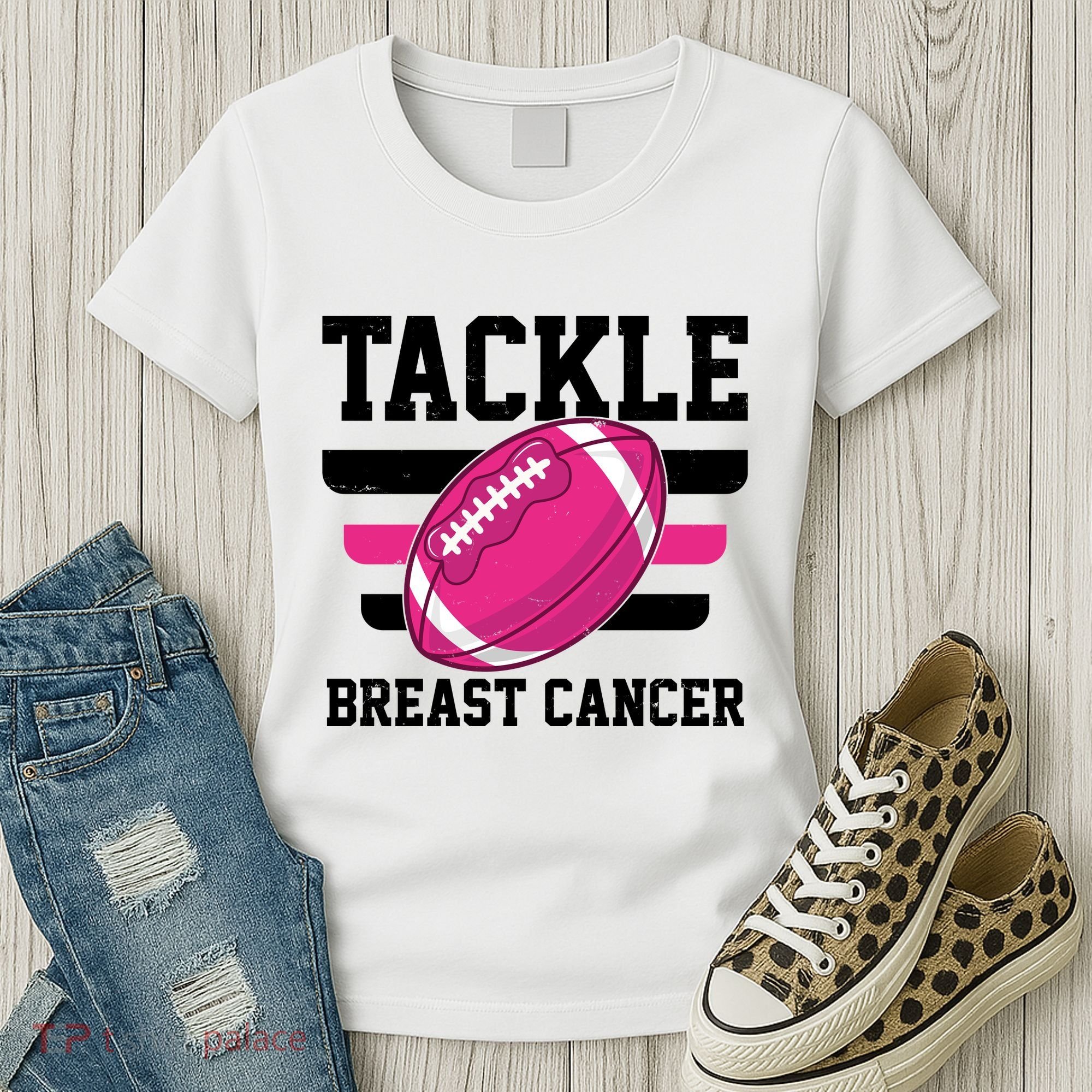 Tackle Breast Cancer Football Fan Women's T-Shirt