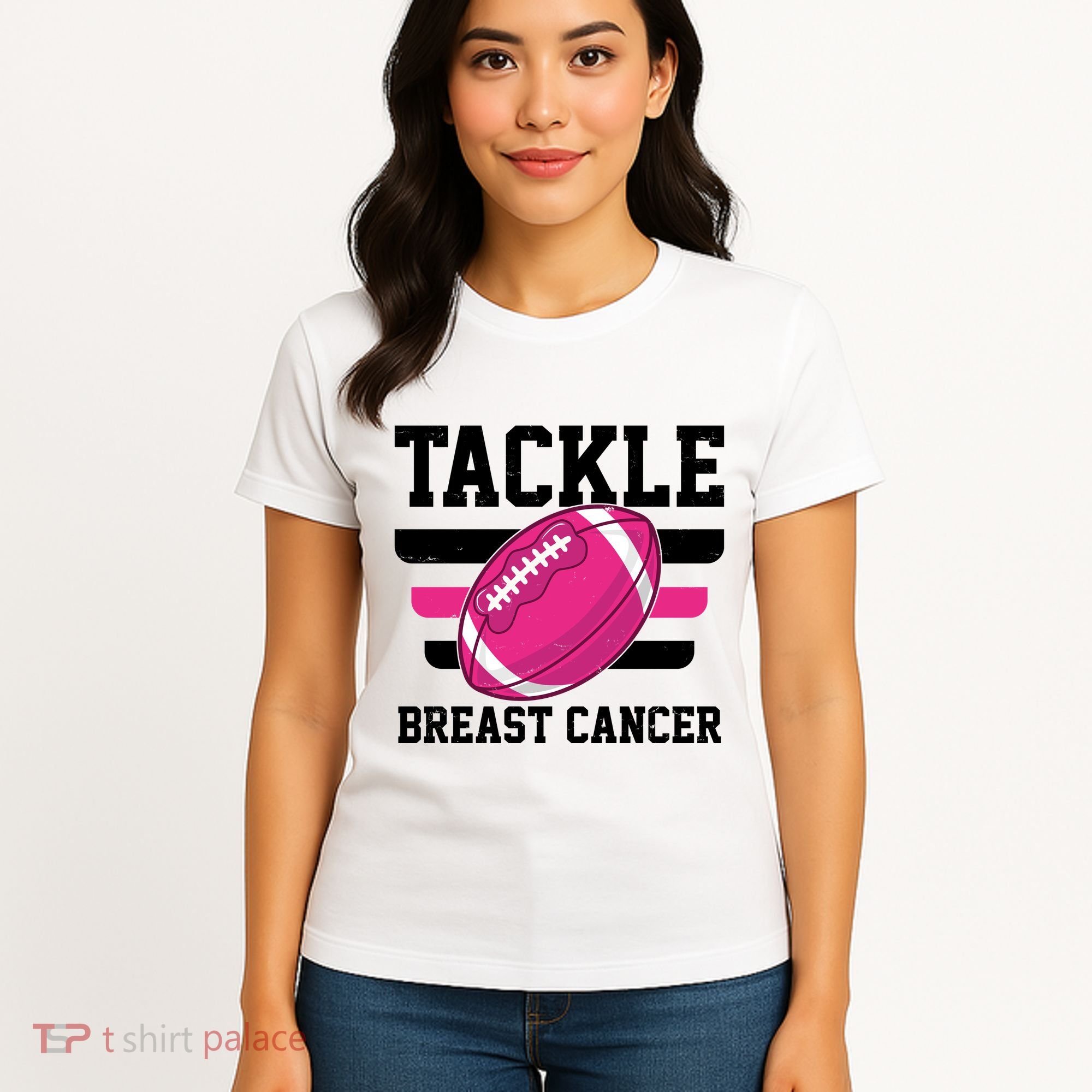 Tackle Breast Cancer Football Fan Women's T-Shirt