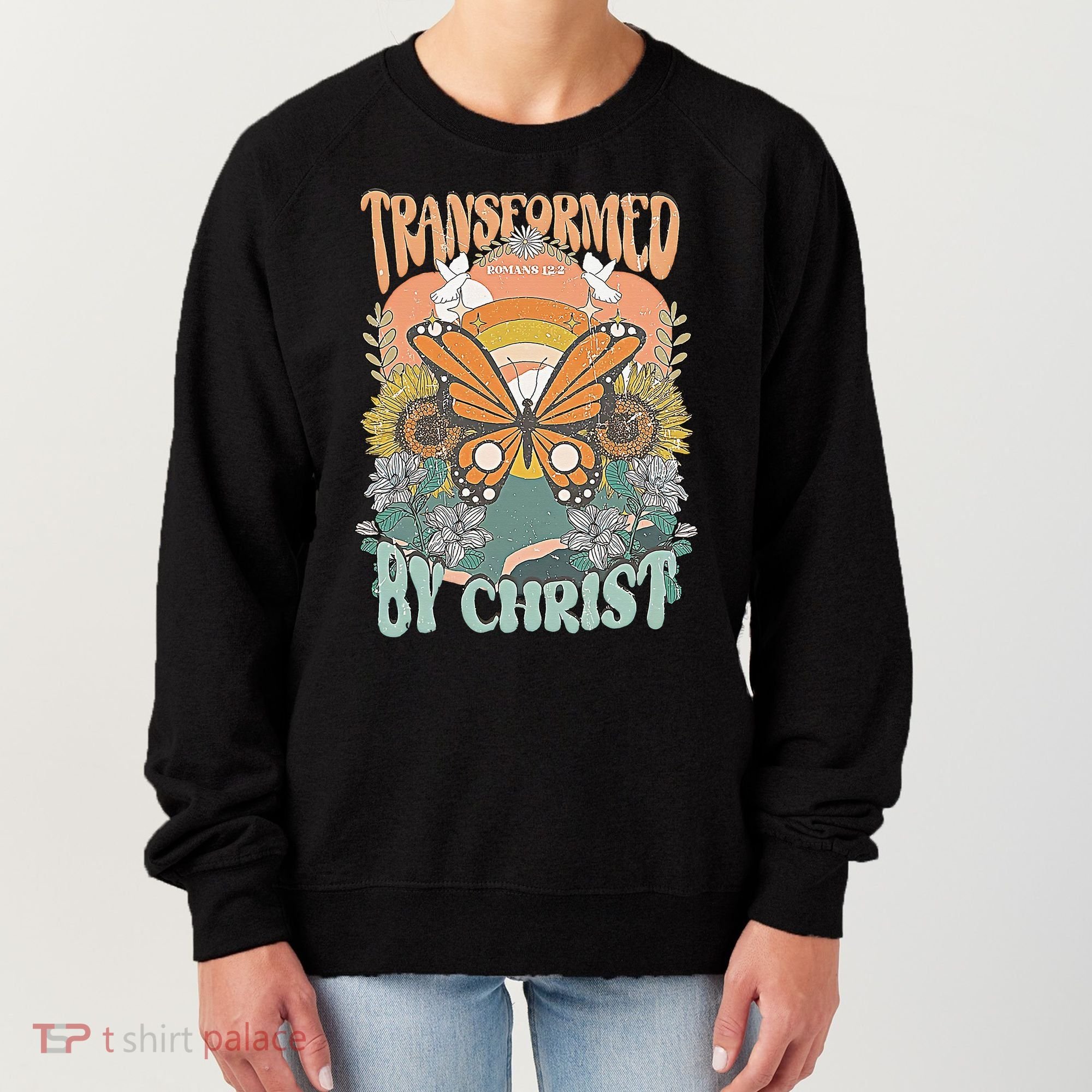 Transformed by Christ Boho christian Trendy Christian  Women's Sweatshirt