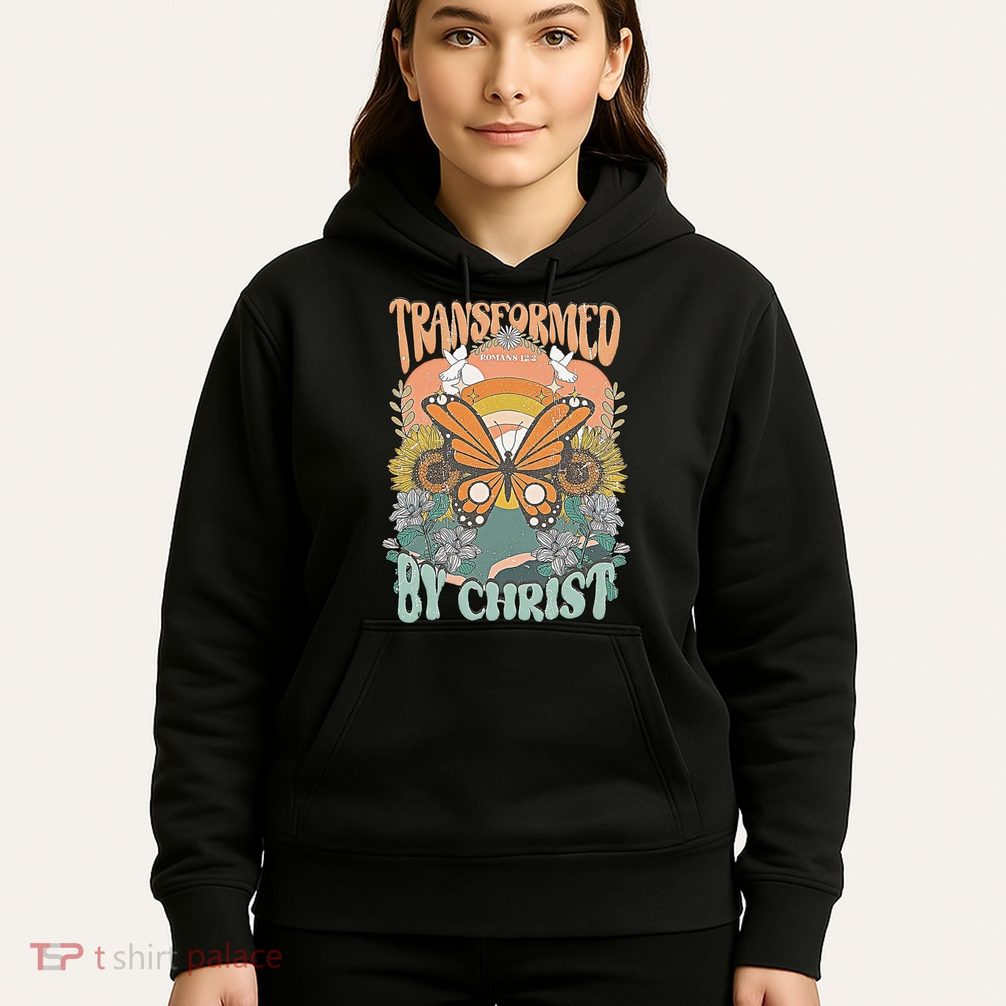 Transformed by Christ Boho christian Trendy Christian  Hoodie