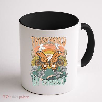 Transformed by Christ Boho christian Trendy Christian  Coffee Mug back