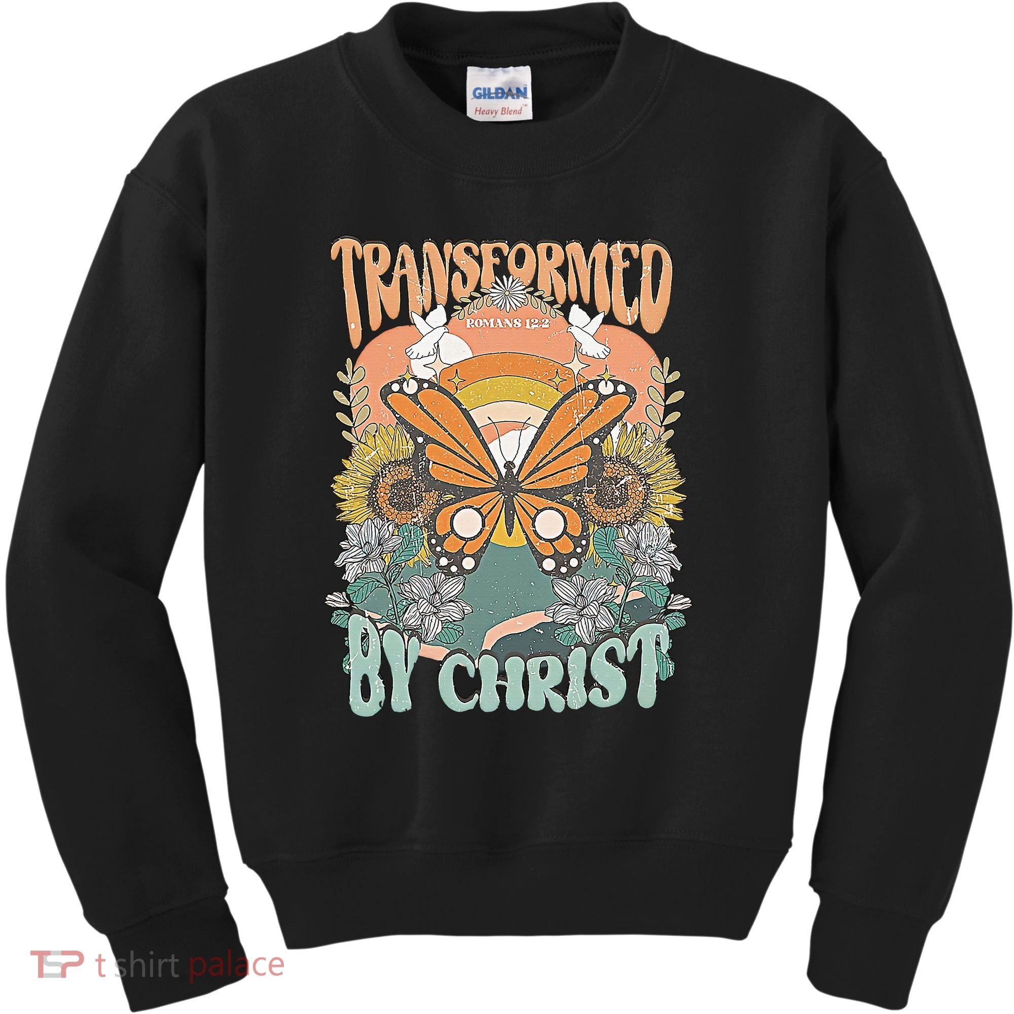 Transformed by Christ Boho christian Trendy Christian  Kids Sweatshirt