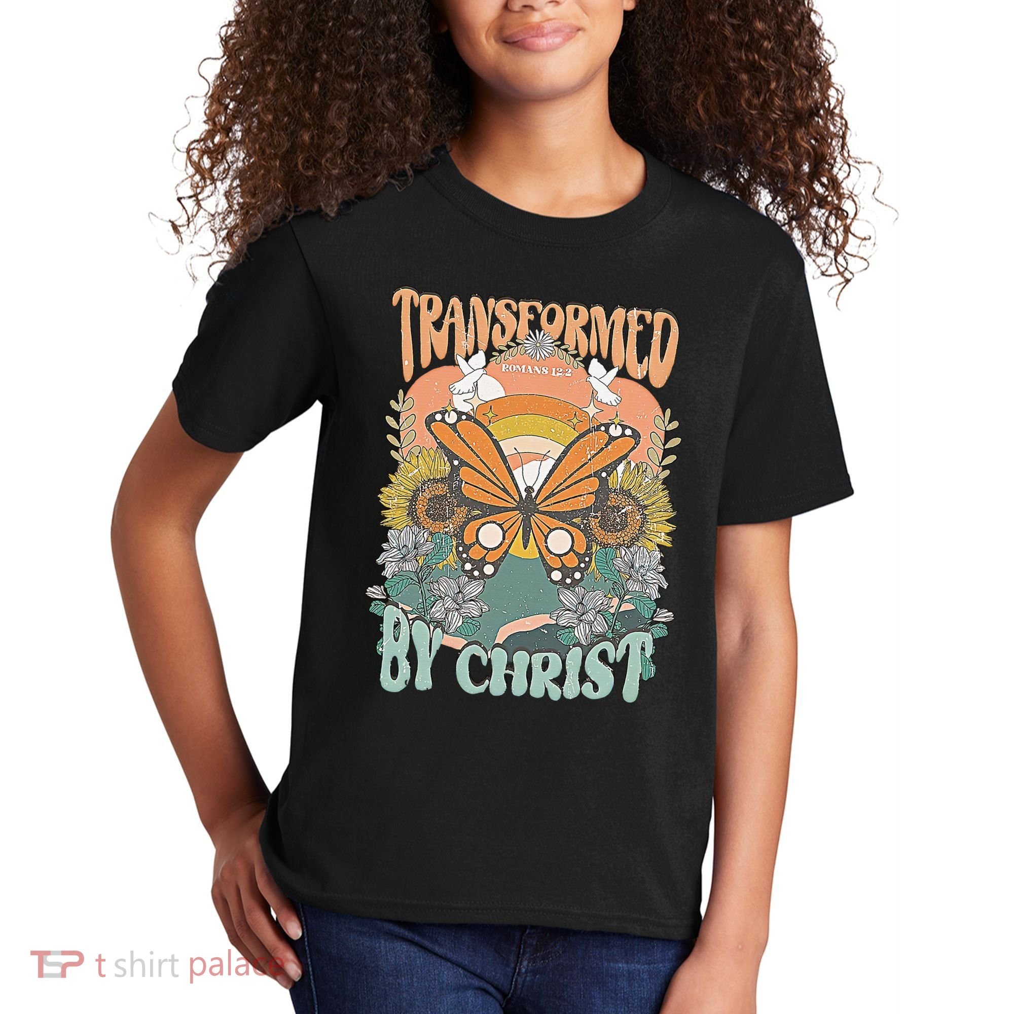 Transformed by Christ Boho christian Trendy Christian  Kids T-Shirt