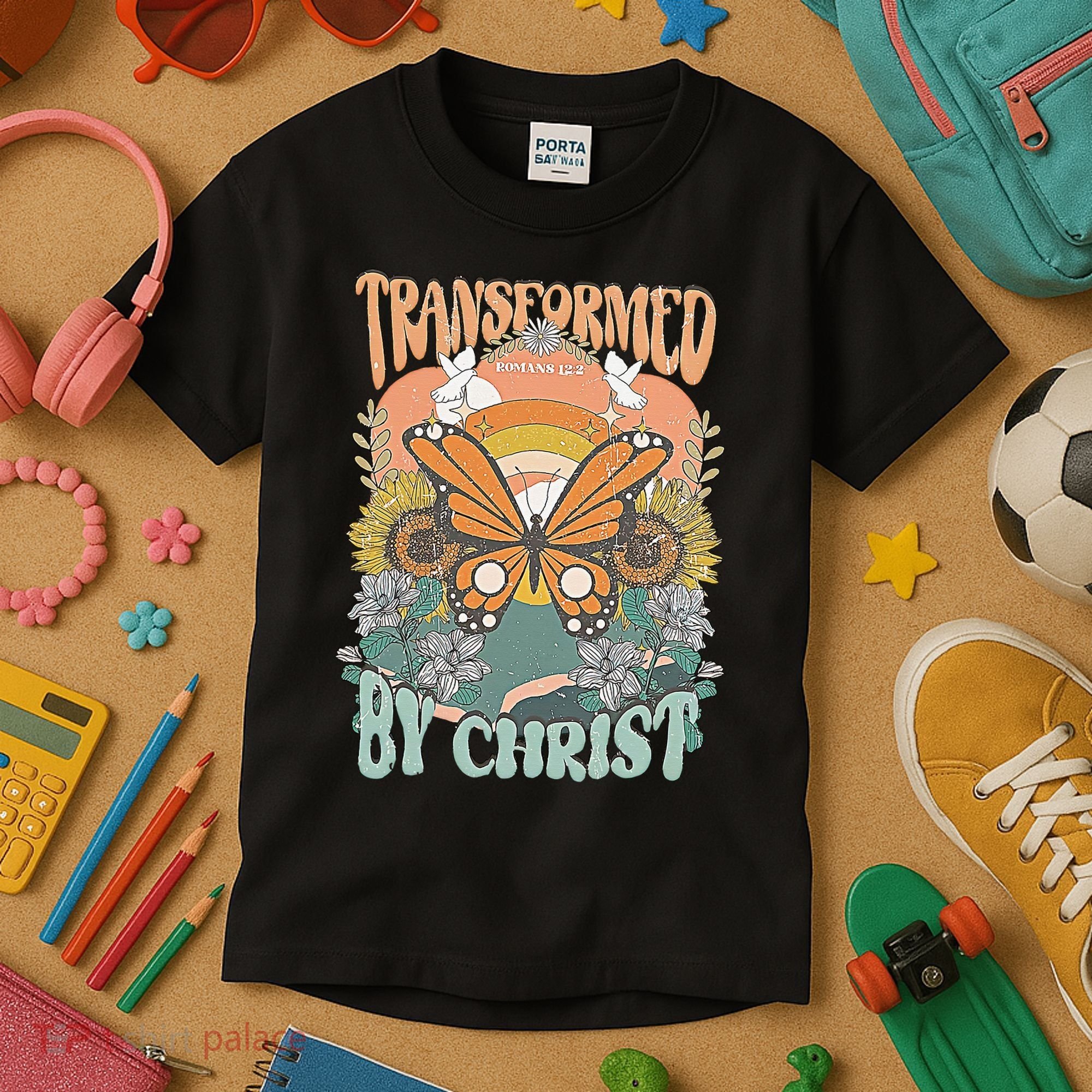 Transformed by Christ Boho christian Trendy Christian  Kids T-Shirt
