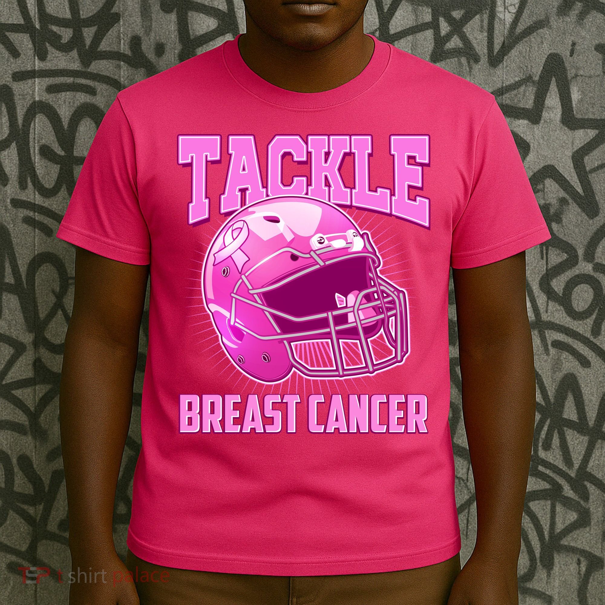 Tackle Breast Cancer Awareness Football Helmet T-Shirt