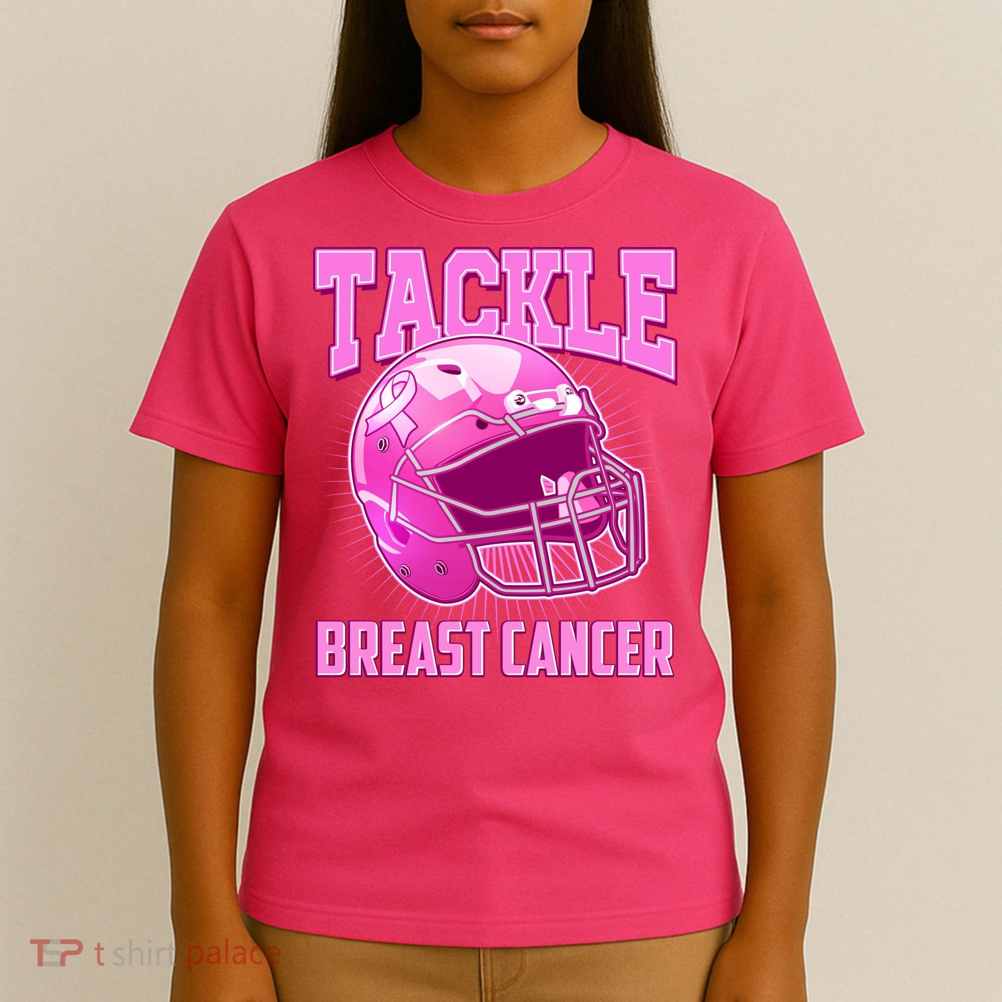 Tackle Breast Cancer Awareness Football Helmet T-Shirt