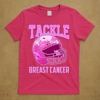 Tackle Breast Cancer Awareness Football Helmet T-Shirt thumb 5