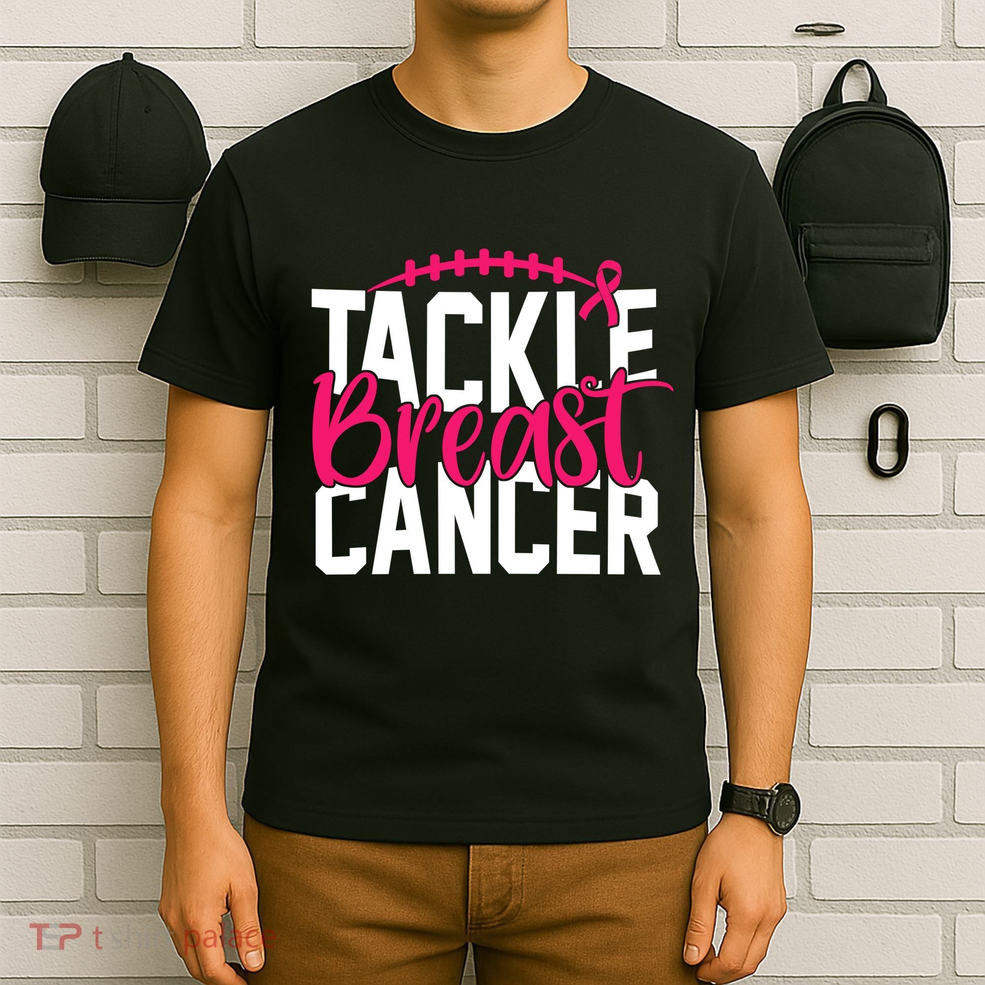 Tackle Breast Cancer Awareness Football Fan T-Shirt