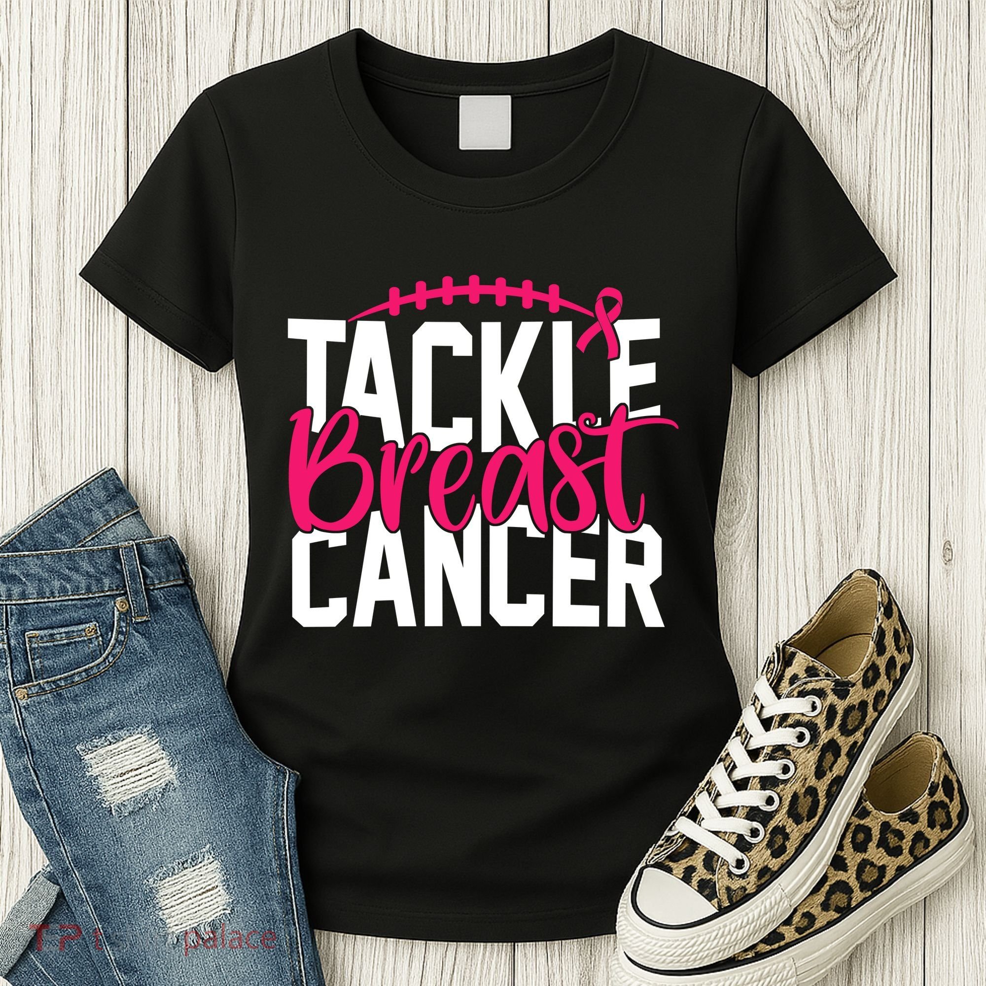 Tackle Breast Cancer Awareness Football Fan Women's T-Shirt