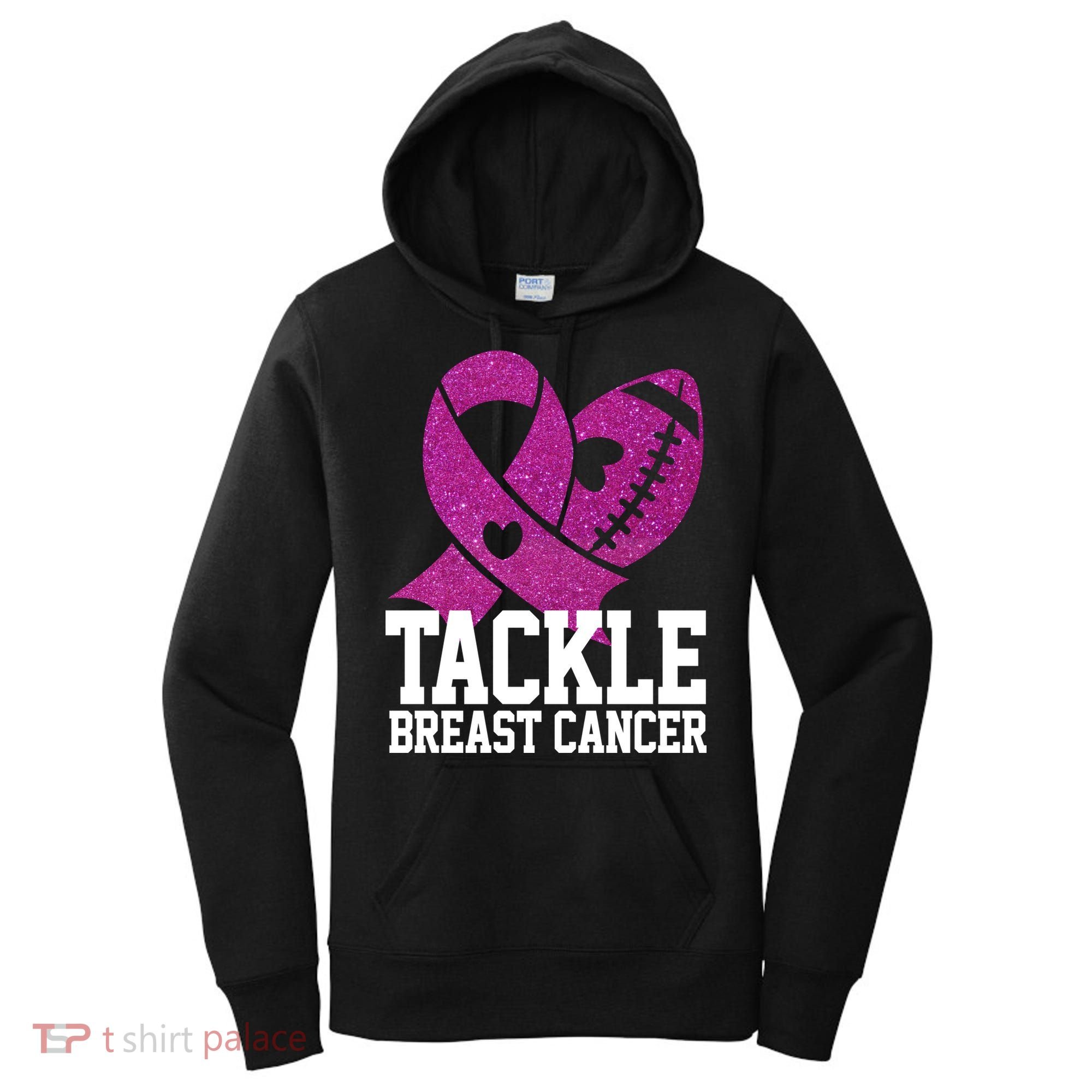Tackle Breast Cancer Football Ribbon Women's Hoodie