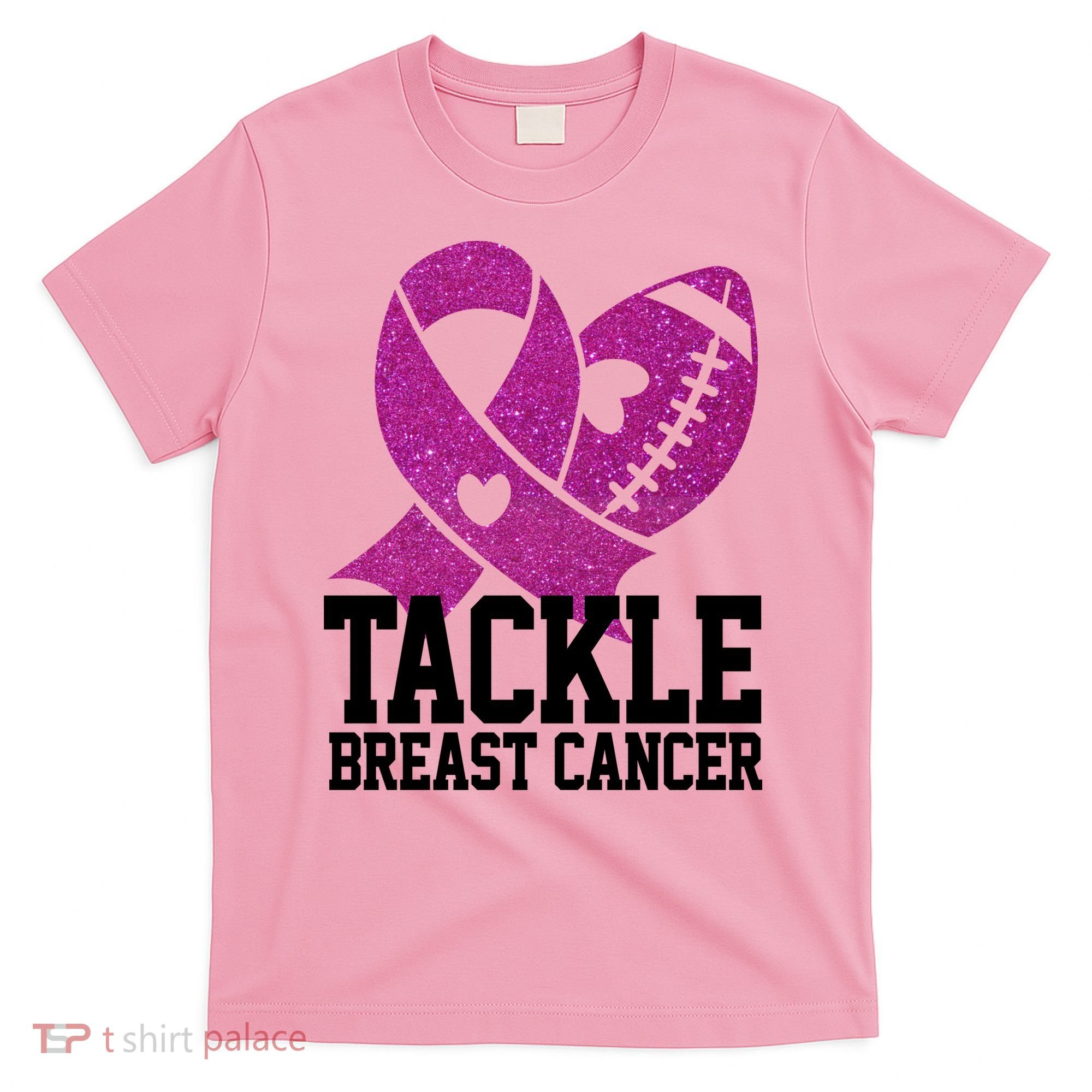 Tackle Breast Cancer Football Ribbon T-Shirt