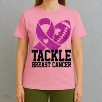 Tackle Breast Cancer Football Ribbon T-Shirt thumb 4
