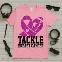 Tackle Breast Cancer Football Ribbon T-Shirt thumb 5
