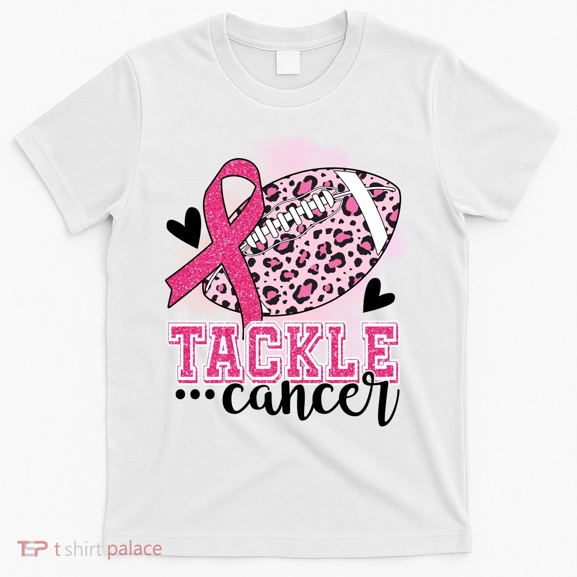 Tackle Breast Cancer Pink Ribbon Football T-Shirt