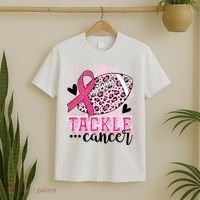 Tackle Breast Cancer Pink Ribbon Football T-Shirt thumb 2