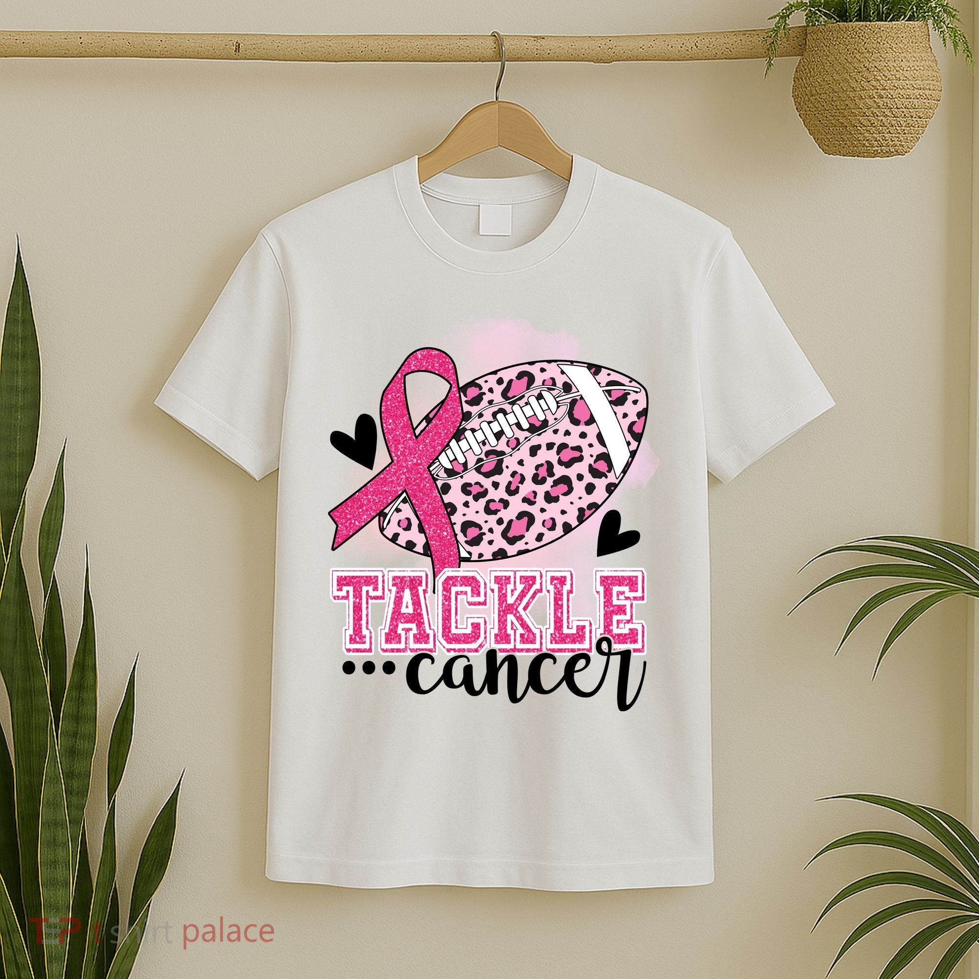 Tackle Breast Cancer Pink Ribbon Football T-Shirt