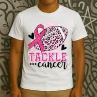 Tackle Breast Cancer Pink Ribbon Football T-Shirt thumb 3