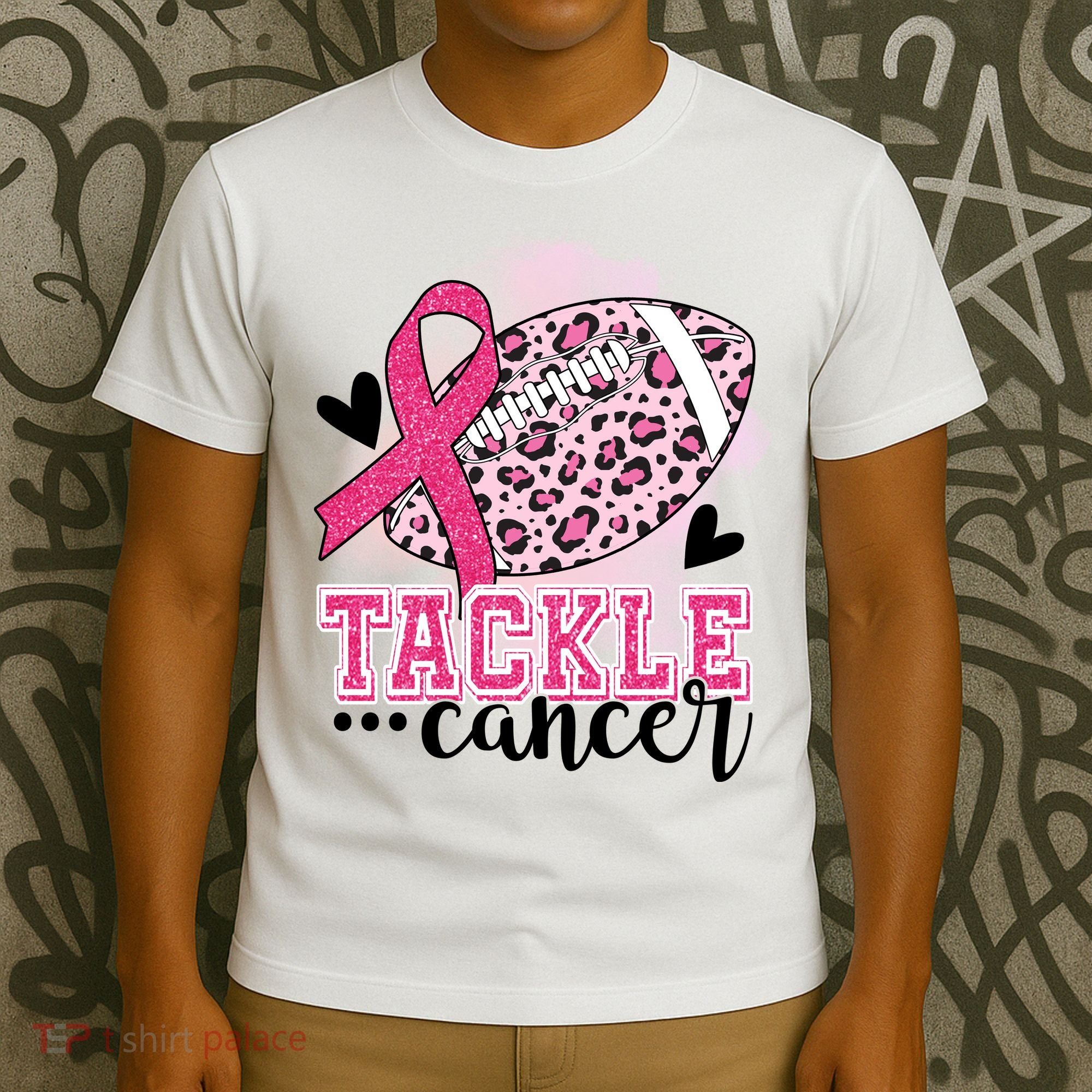 Tackle Breast Cancer Pink Ribbon Football T-Shirt