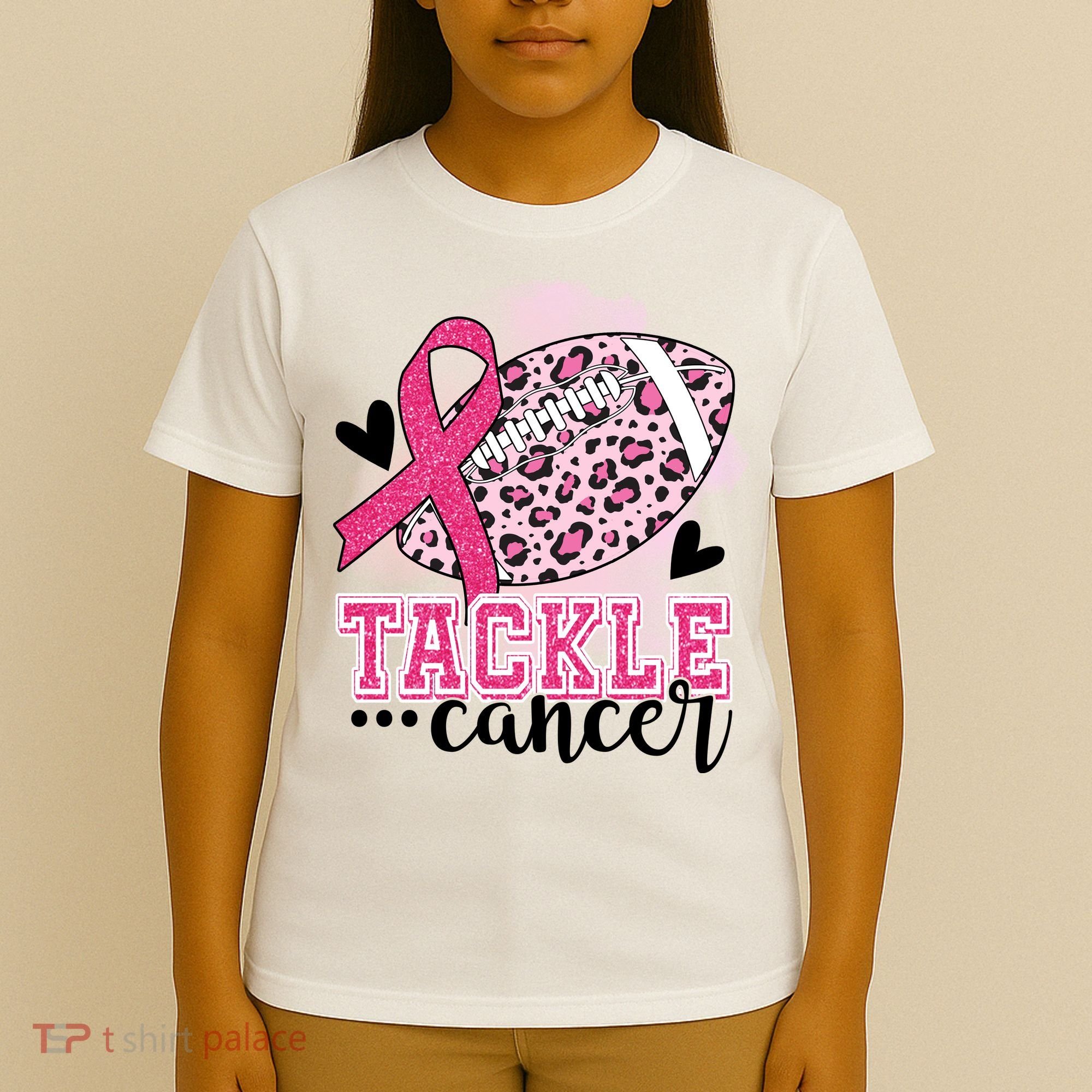 Tackle Breast Cancer Pink Ribbon Football T-Shirt