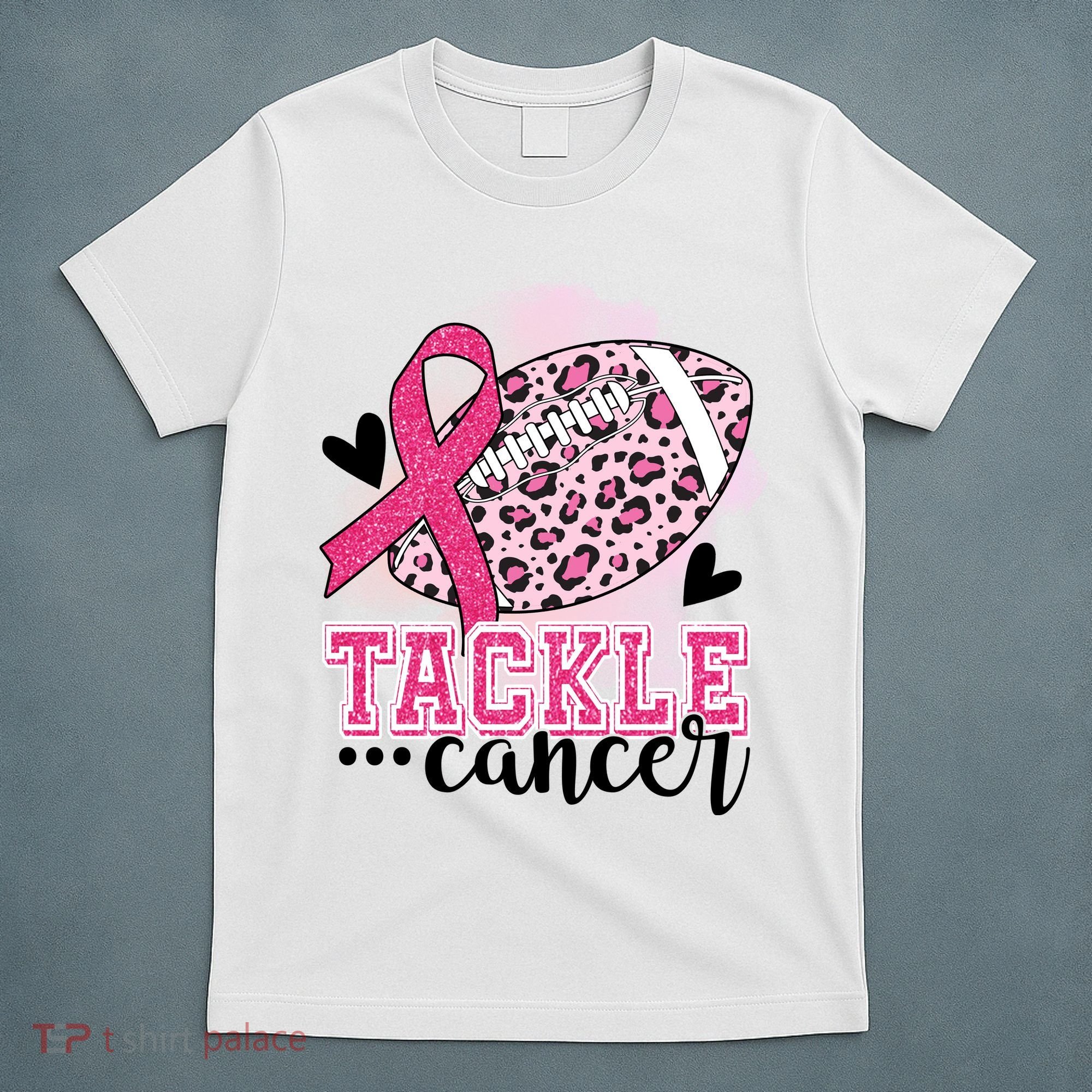Tackle Breast Cancer Pink Ribbon Football T-Shirt