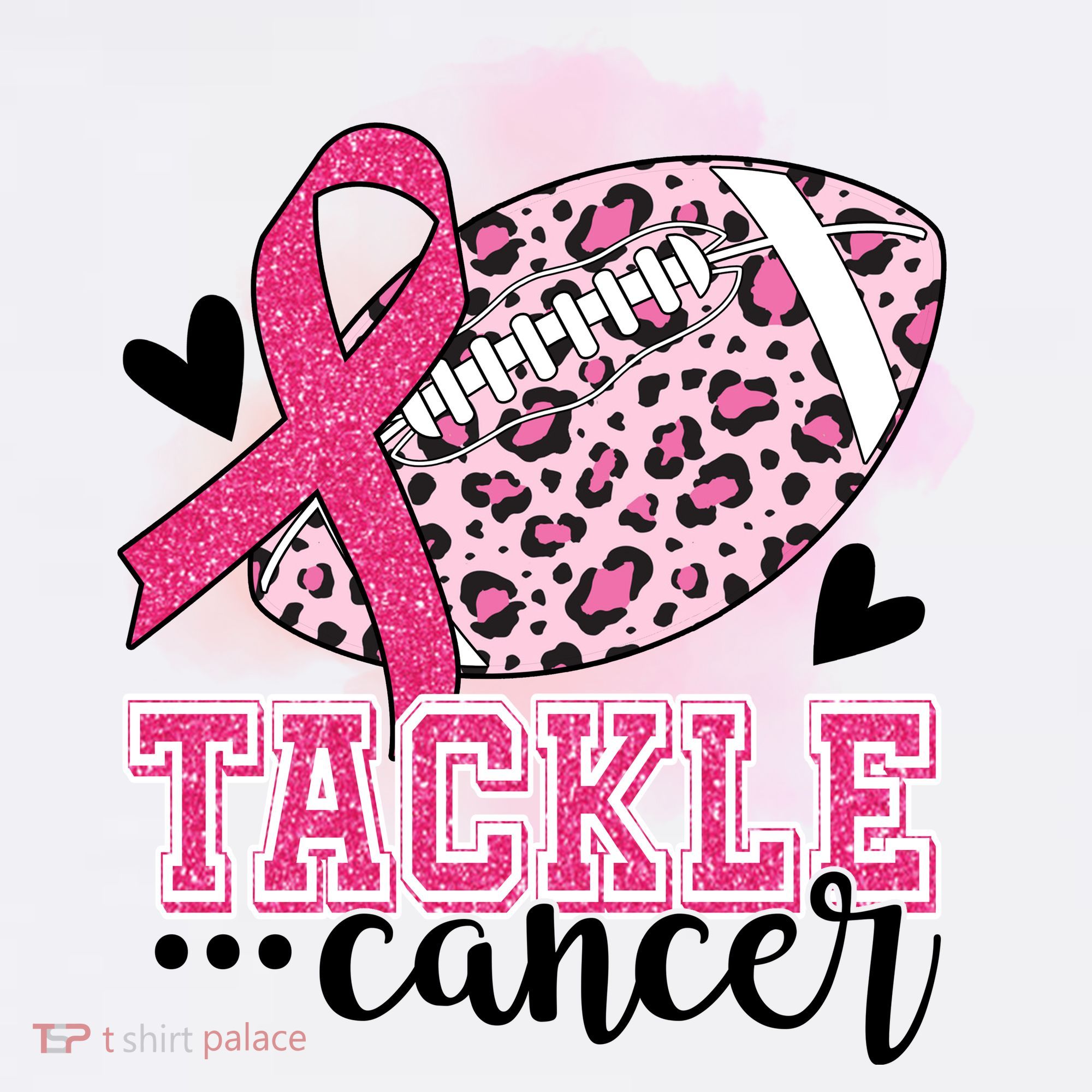 Tackle Breast Cancer Pink Ribbon Football T-Shirt