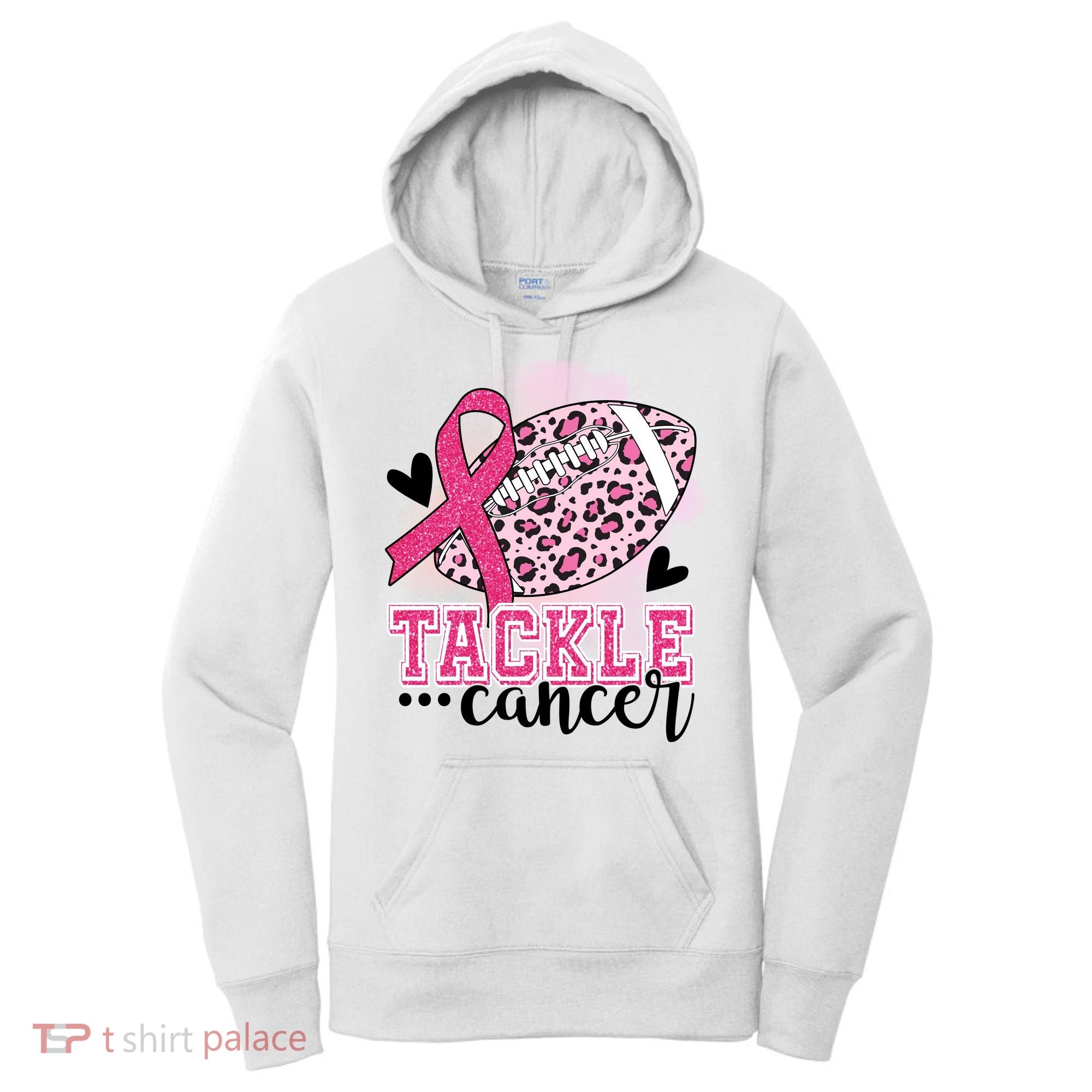 Tackle Breast Cancer Pink Ribbon Football Women's Hoodie