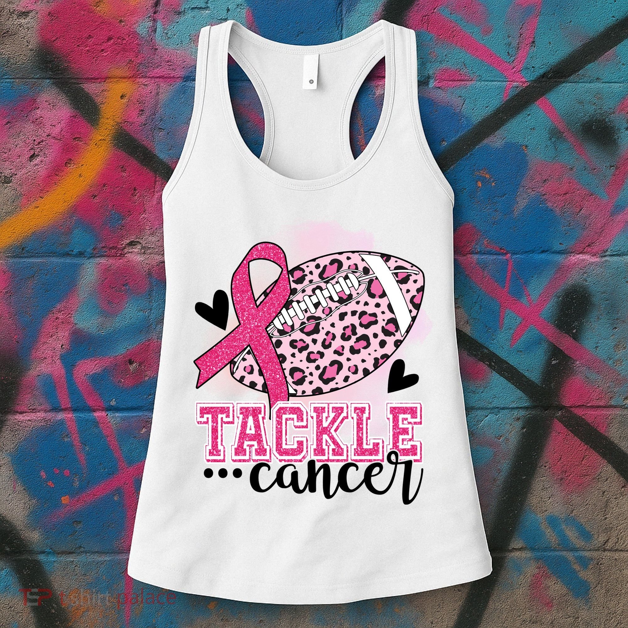 Tackle Breast Cancer Pink Ribbon Football Women's Tank Top