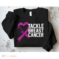 Tackle Breast Cancer Awareness Heart Football Sweatshirt thumb 2