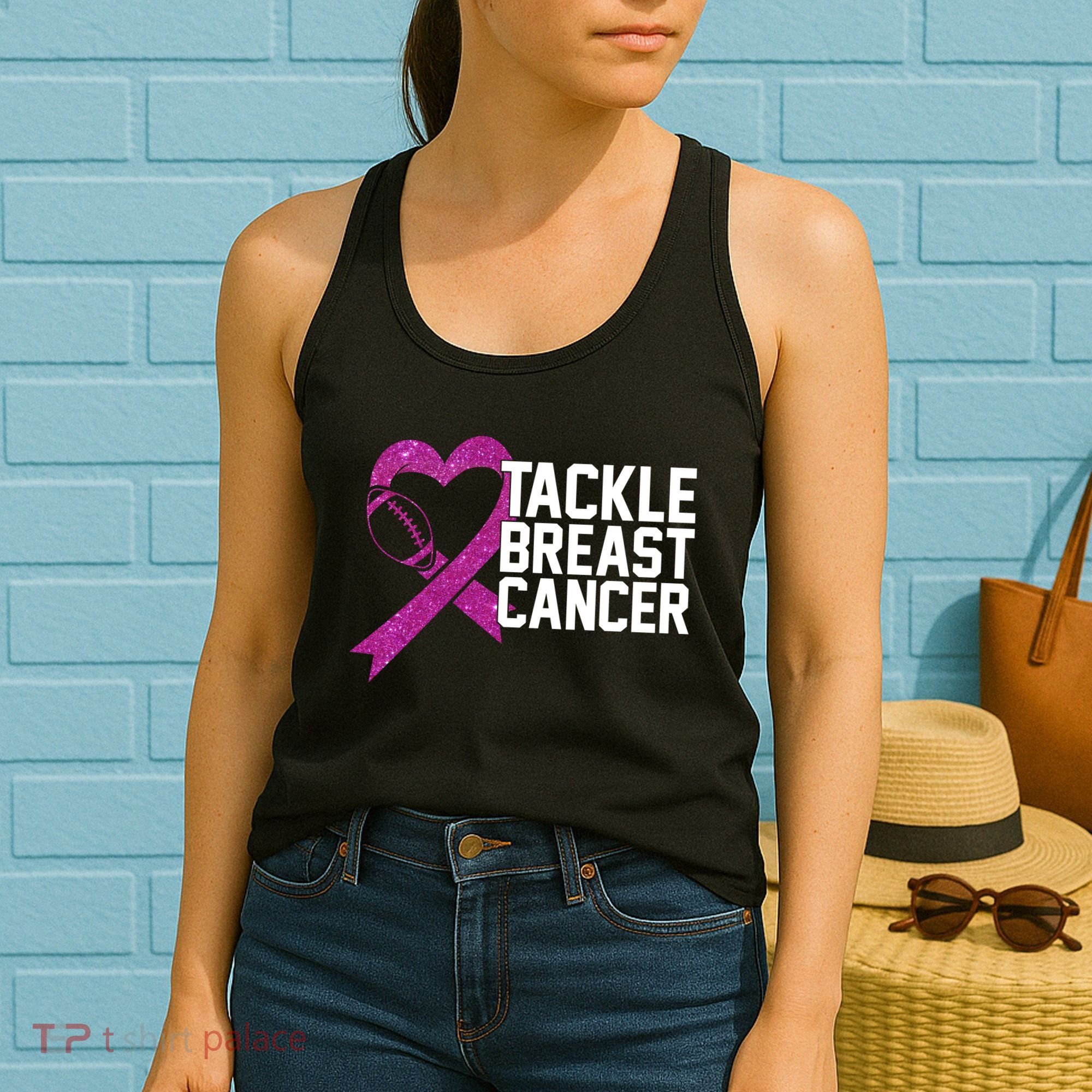 Tackle Breast Cancer Awareness Heart Football Women's Tank Top