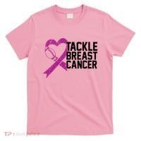 Tackle Breast Cancer Awareness Heart Football T-Shirt thumb 0