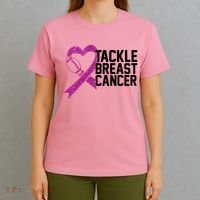 Tackle Breast Cancer Awareness Heart Football T-Shirt thumb 4