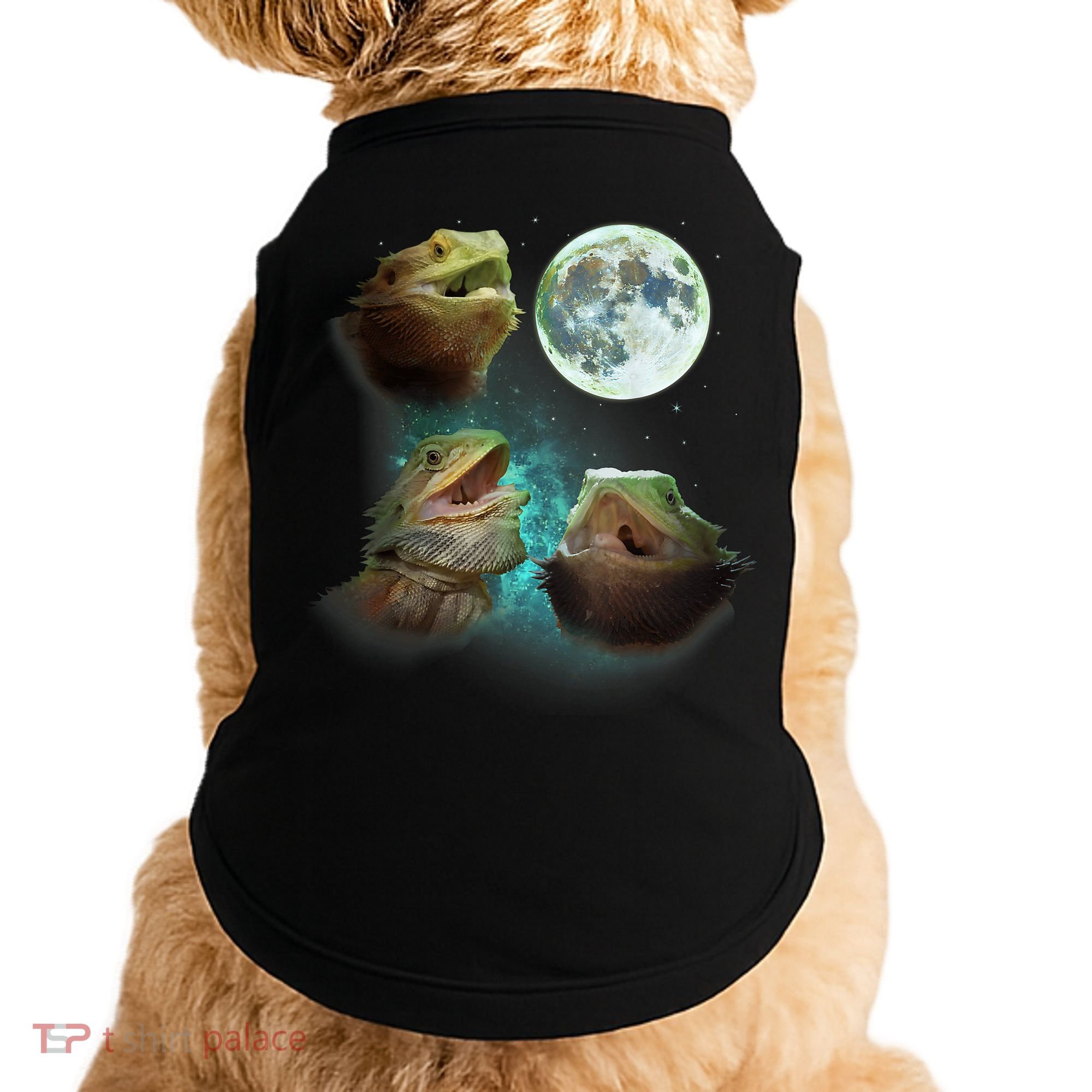 Three Bearded Dragons Howl At Moon 3 Wolfs Wolves Parody Doggie Tank