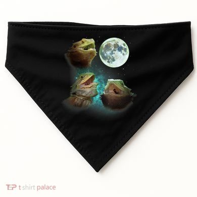 Three Bearded Dragons Howl At Moon 3 Wolfs Wolves Parody USA-Made Doggie Bandana