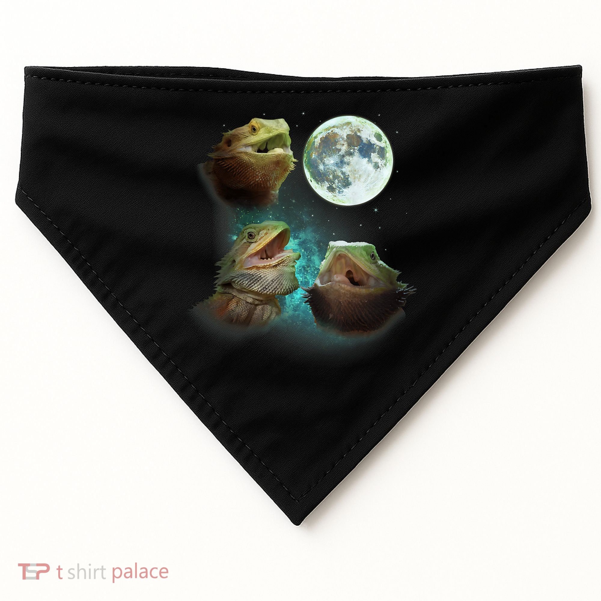 Three Bearded Dragons Howl At Moon 3 Wolfs Wolves Parody USA-Made Doggie Bandana