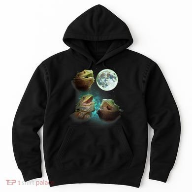 Three Bearded Dragons Howl At Moon 3 Wolfs Wolves Parody Hoodie