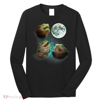 Three Bearded Dragons Howl At Moon 3 Wolfs Wolves Parody Long Sleeve Shirt