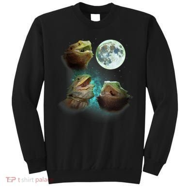 Three Bearded Dragons Howl At Moon 3 Wolfs Wolves Parody Sweatshirt