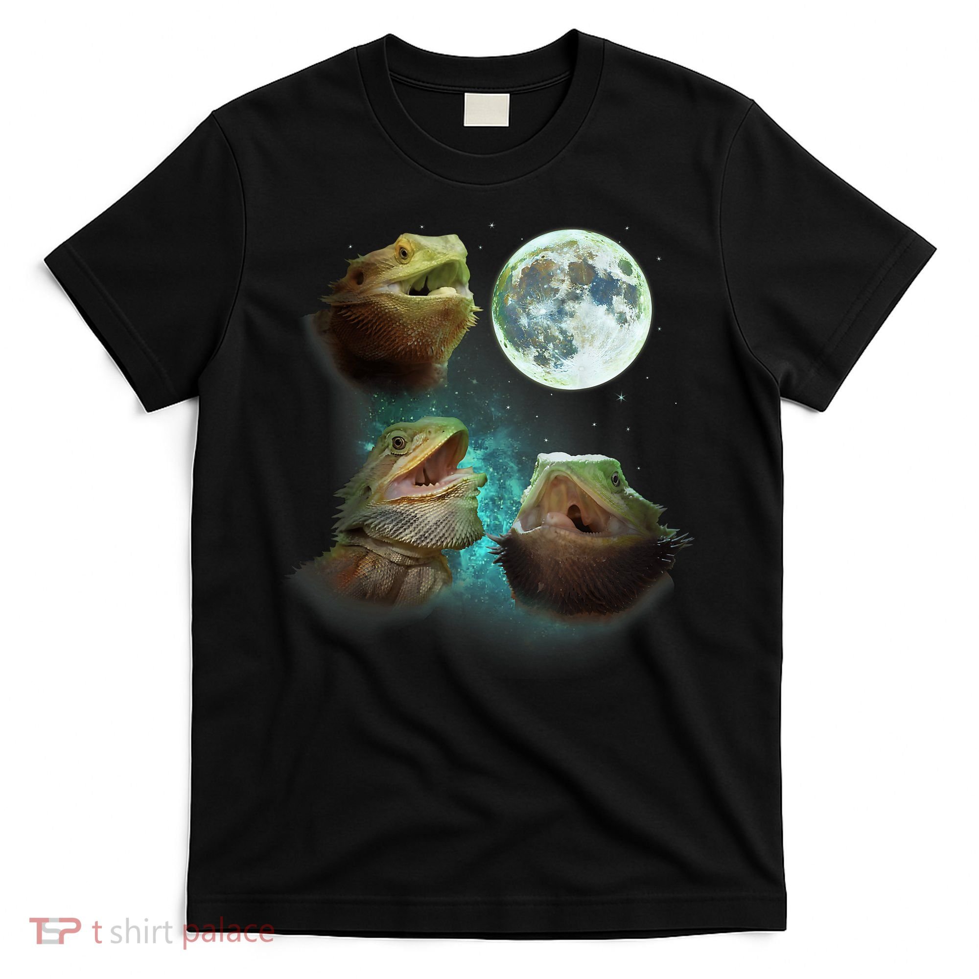 Three Bearded Dragons Howl At Moon 3 Wolfs Wolves Parody T-Shirt