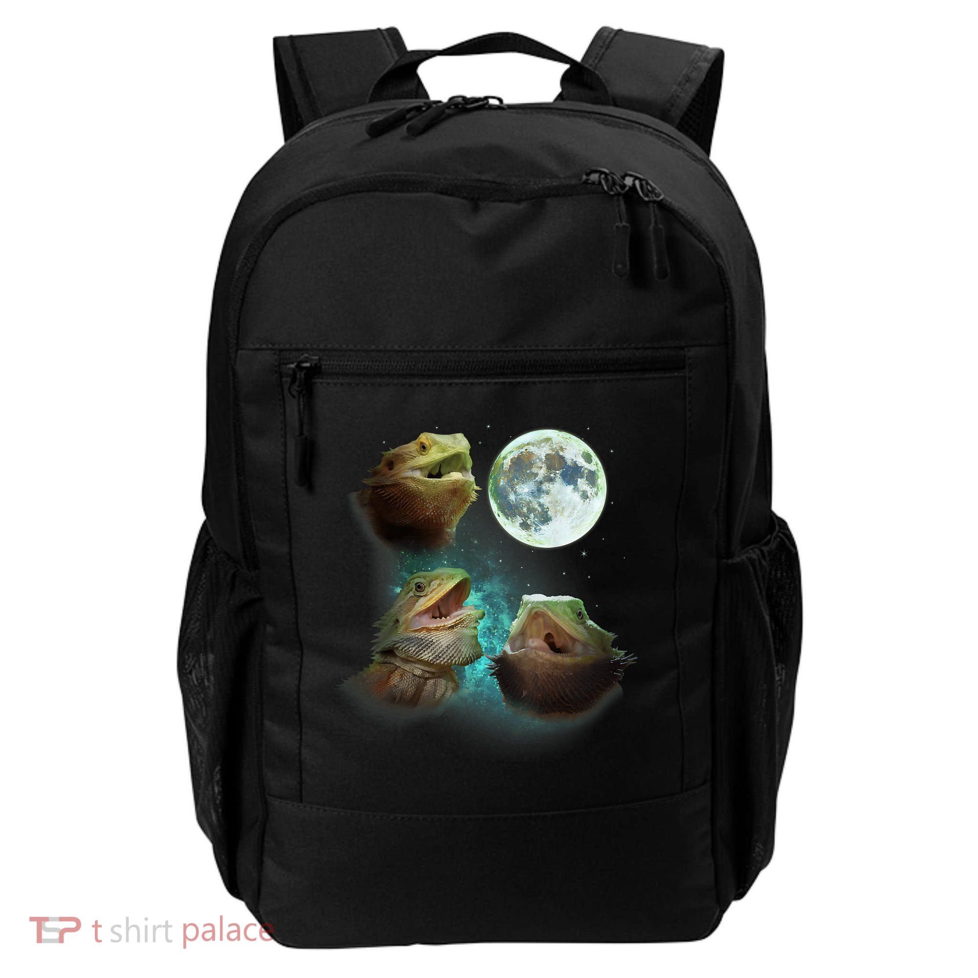Three Bearded Dragons Howl At Moon 3 Wolfs Wolves Parody Backpack
