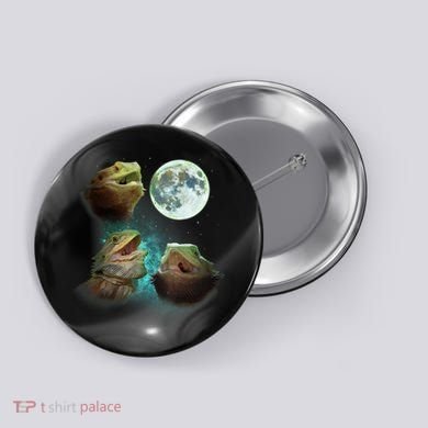 Three Bearded Dragons Howl At Moon 3 Wolfs Wolves Parody Button