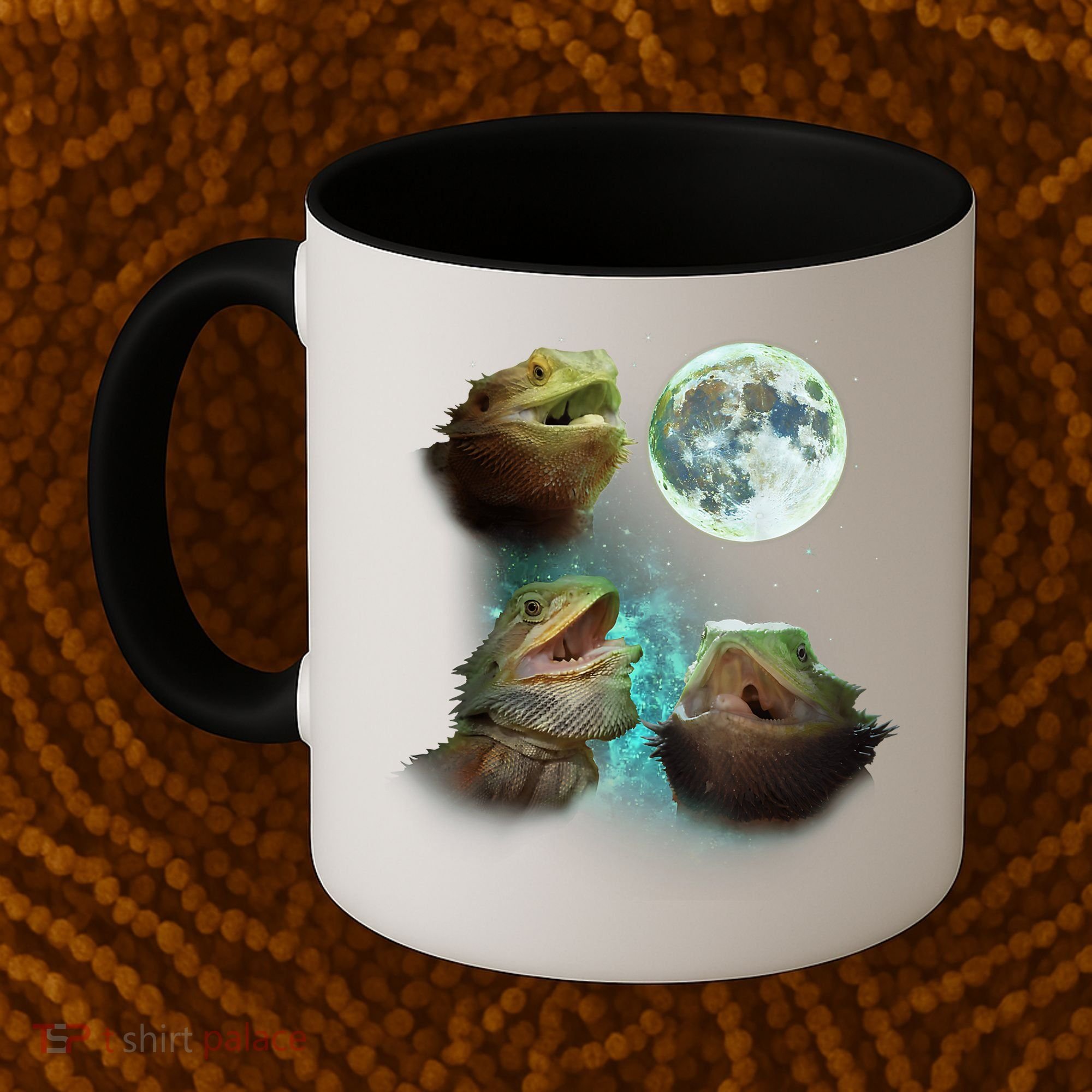Three Bearded Dragons Howl At Moon 3 Wolfs Wolves Parody Coffee Mug
