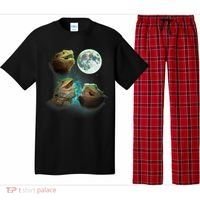 Three Bearded Dragons Howl At Moon 3 Wolfs Wolves Parody Pajama Set thumb 0