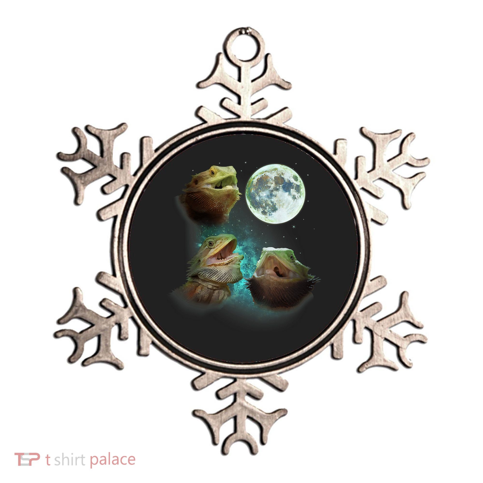 Three Bearded Dragons Howl At Moon 3 Wolfs Wolves Parody Ornament