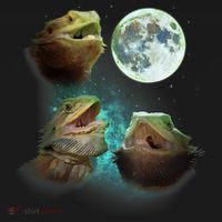 Three Bearded Dragons Howl At Moon 3 Wolfs Wolves Parody Ornament thumb 1