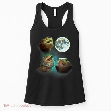 Three Bearded Dragons Howl At Moon 3 Wolfs Wolves Parody Women's Tank Top